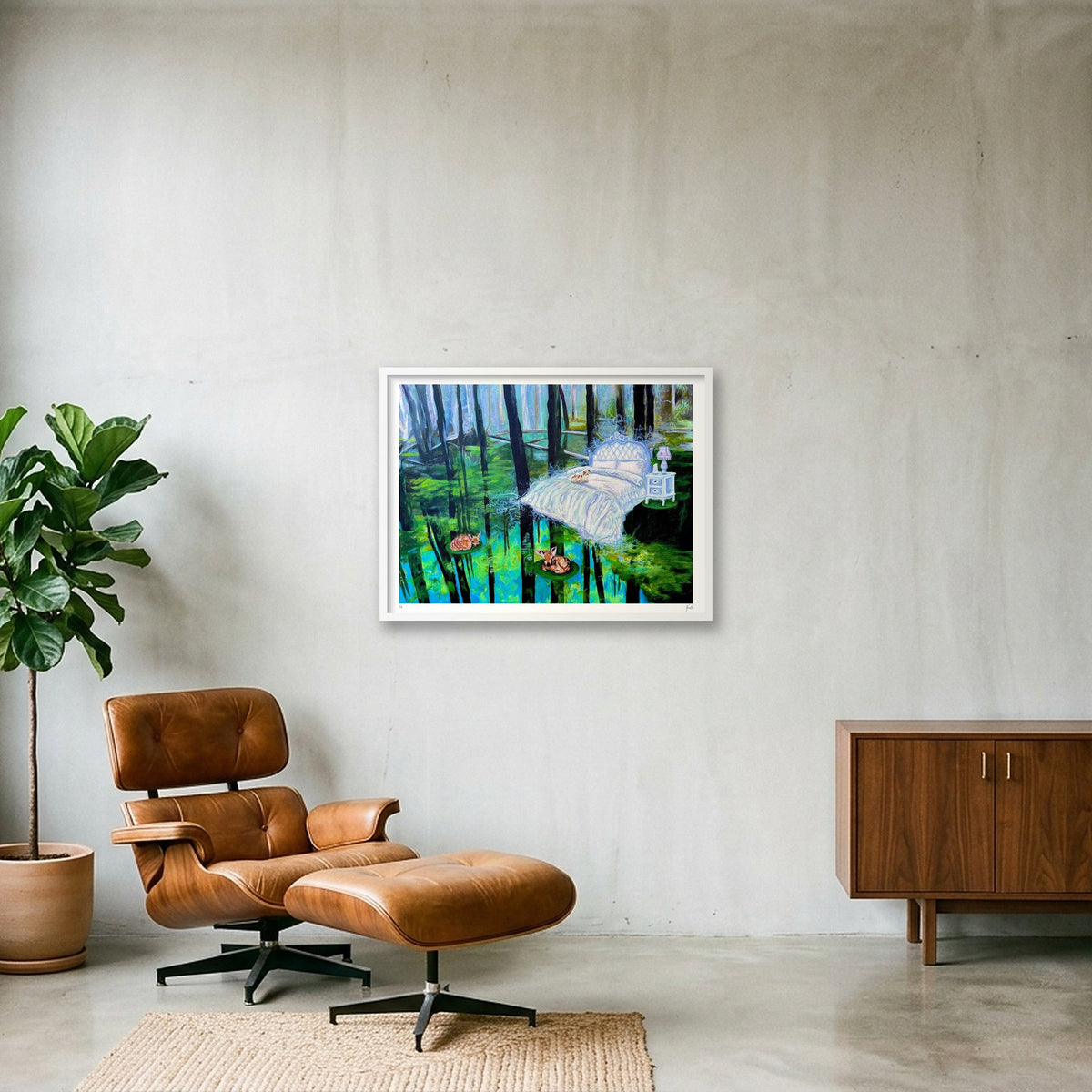 Serenity: Finding Comfort in Discomfort — 80×60cm, 31×24" White Frame