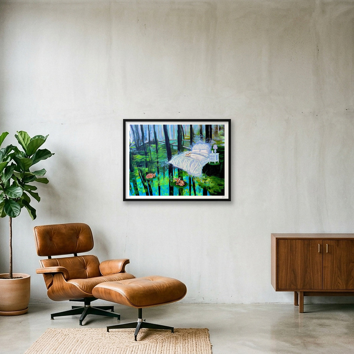 Serenity: Finding Comfort in Discomfort — 80×60cm, 31×24" Black Frame